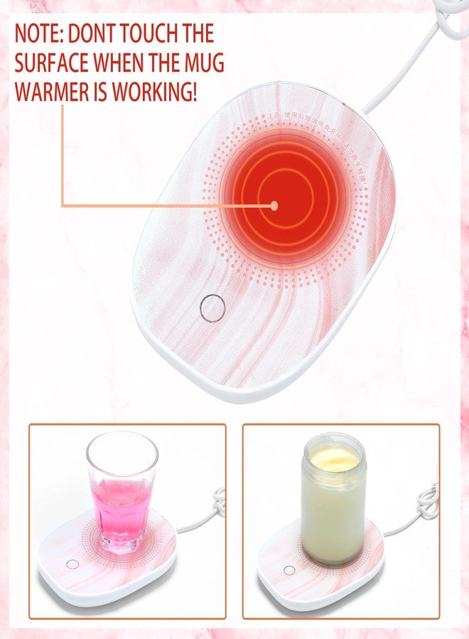 Nitial Bible Verse Coffee Mug Warmer Set for Women Pink Christian Gifts Marble Mug Warming Plate Birthday Gift Christmas Graduation Gifts for Coworker Volunteer Teacher - Image 4